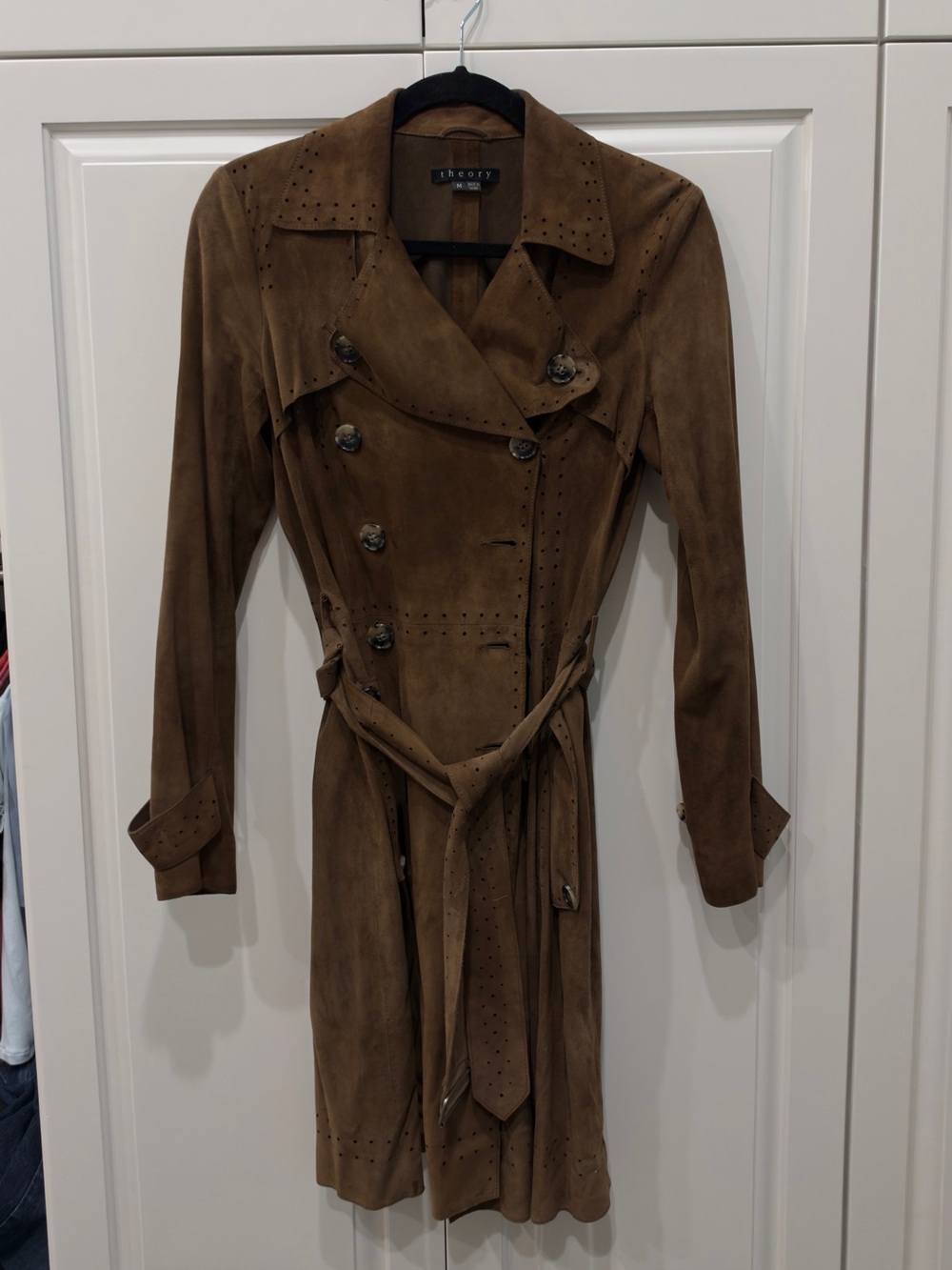 Theory Suede Longline Trench
